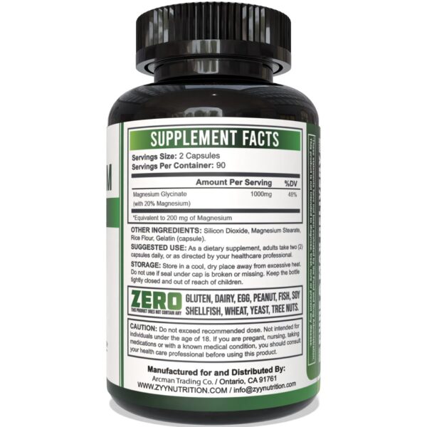 Envase lateral ZYY magnesio glicinato 1000 mg