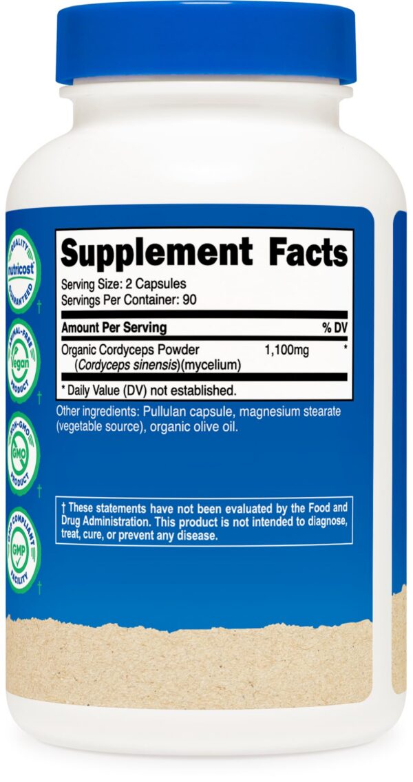 Version 1.0.0 180 cápsulas vegetales Nutricost con Cordyceps certificado