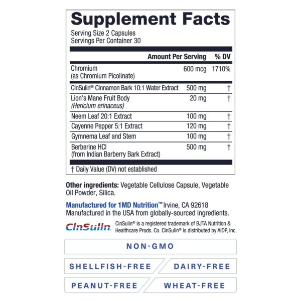 1MD Nutrition suplemento extracto canela vista posterior