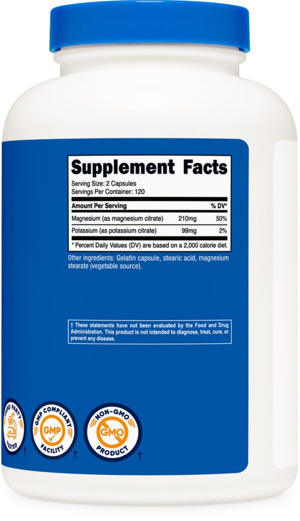 240 cápsulas Nutricost de magnesio y potasio en citrato