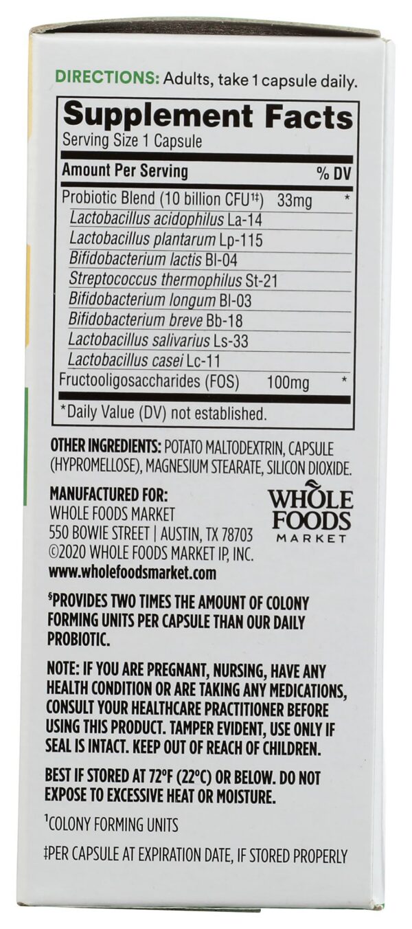 365 Whole Foods fórmula probiótica con prebiótico FOS