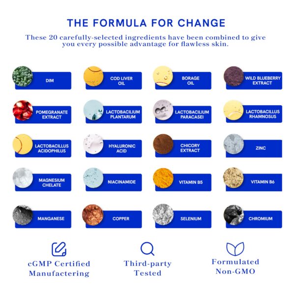 60 cápsulas de Clear-3 para apoyo a la piel propensa al acné