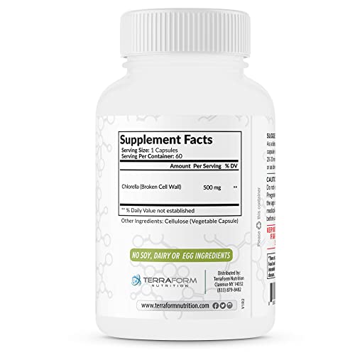 60 cápsulas pure chlorella suplement TerraForm Nutrition