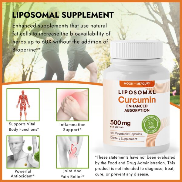 60 cápsulas veganas cúrcuma curcumina Moon + Mercury