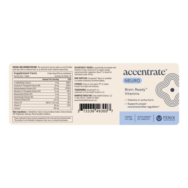 Paquete Accentrate Neuro complejo vitamina B para salud cerebral