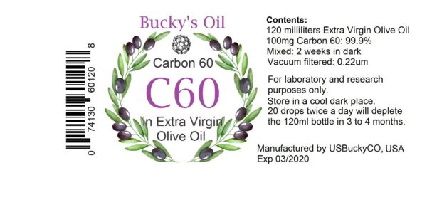Aceite oliva virgen extra C60 Bucky's Oil visión lateral