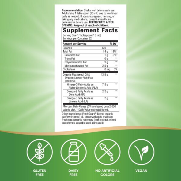 Aceite orgánico linaza Cold Pressed Nature's Way botella