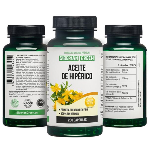 Aceite puro hierba san juan siberiana calidad premium 200 capsulas