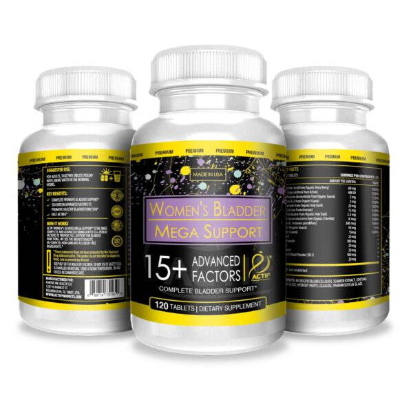 Envase con etiqueta en estante ACTIF Bladder Mega Support