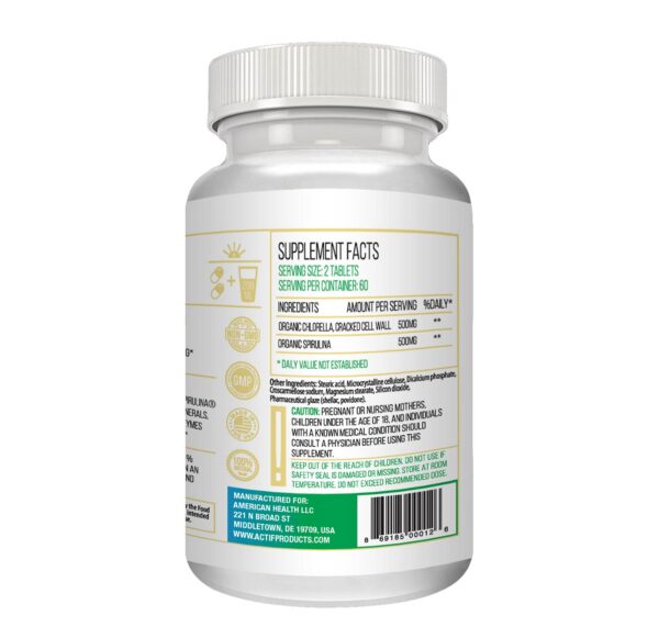 ACTIF suplemento clorela espirulina ingredientes puros