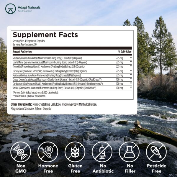 Version 1.0.0 Tabla nutricional del suplemento Adapt Naturals Bio-Avail Myco
