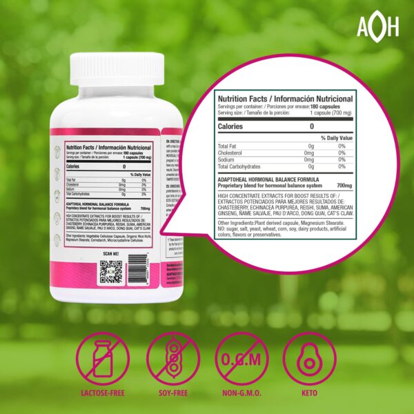 ADAPTOHEAL cápsulas suplemento hormonal ciclo menstrual