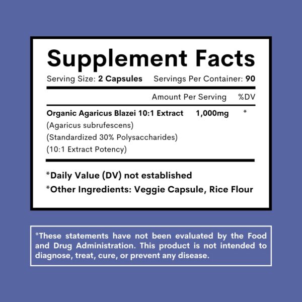 Agaricus Blazei no-GMO y sin gluten para dietas especiales