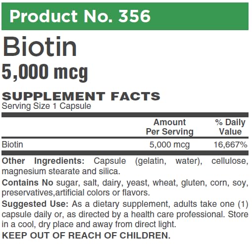 AlchePharma suplemento biotina cápsulas contenido