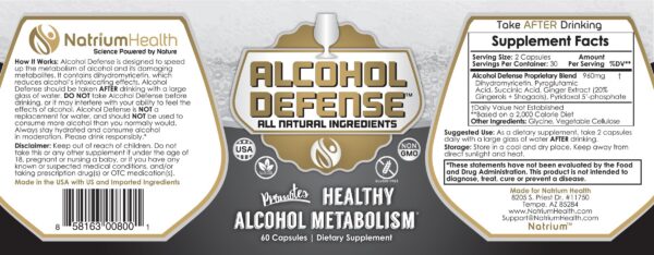 Version 1.0.0 Alcohol Defense suplemento encapsulado para metabolización saludable