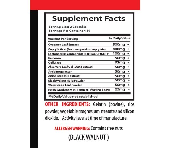 Version 1.0.0 Suplemento orgánico Candida Away para salud intestinal