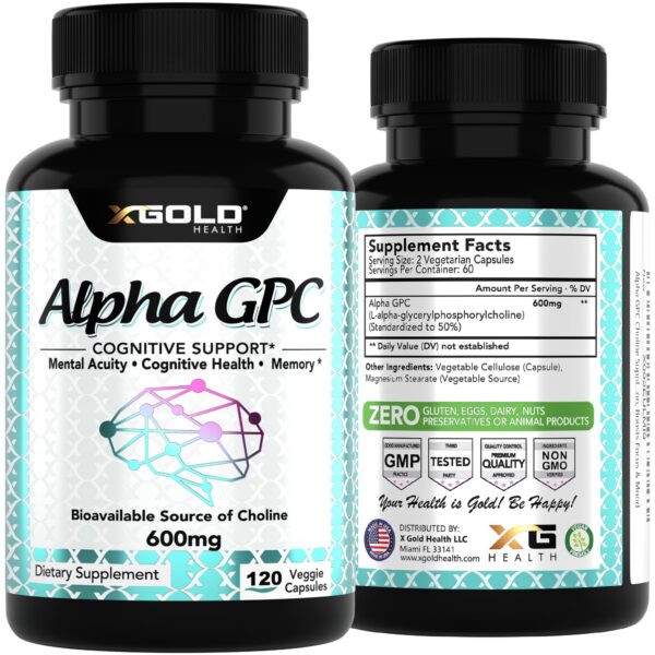 Caja con símbolo vegano de Alpha GPC