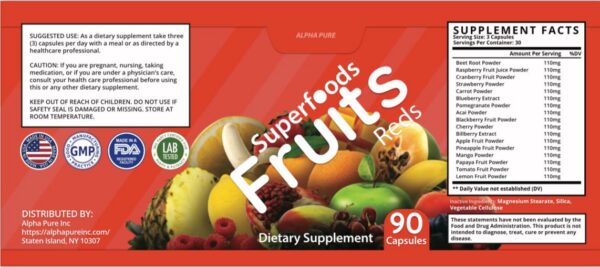 Alpha Pure Superfoods Reds y Greens suplemento nutricional