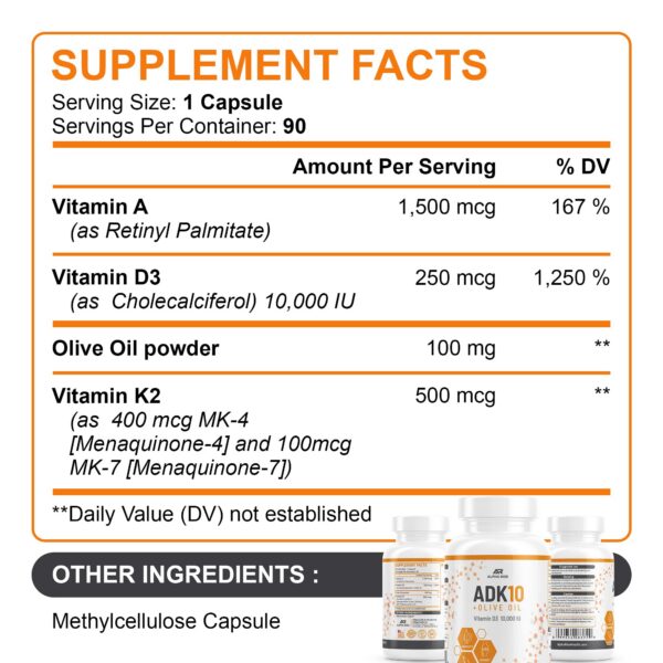 Etiqueta detallada de vitaminas A D K