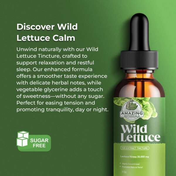 Vista lateral frasco tintura Amazing Botanicals lechuga silvestre