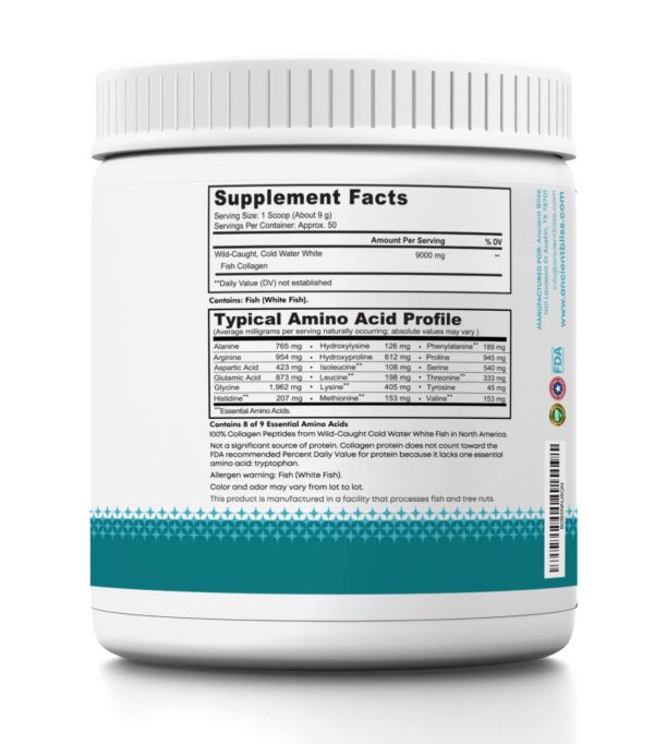Etiqueta nutricional Ancient Bliss colágeno polvo