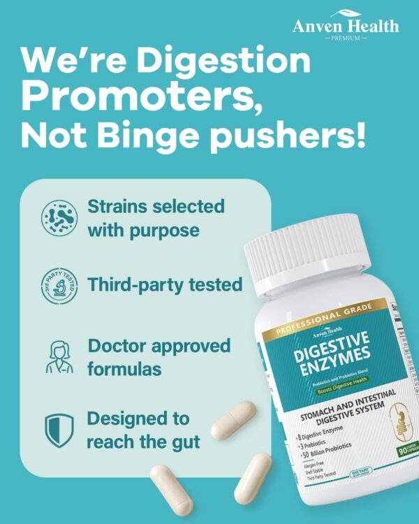 Enzimas digestivas Anven Health y probióticos para bienestar intestinal