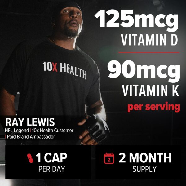 Anverso y reverso 10X Health cápsulas D3 K2