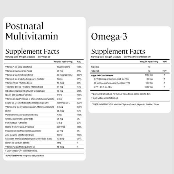 Vitaminas y zinc en etiqueta