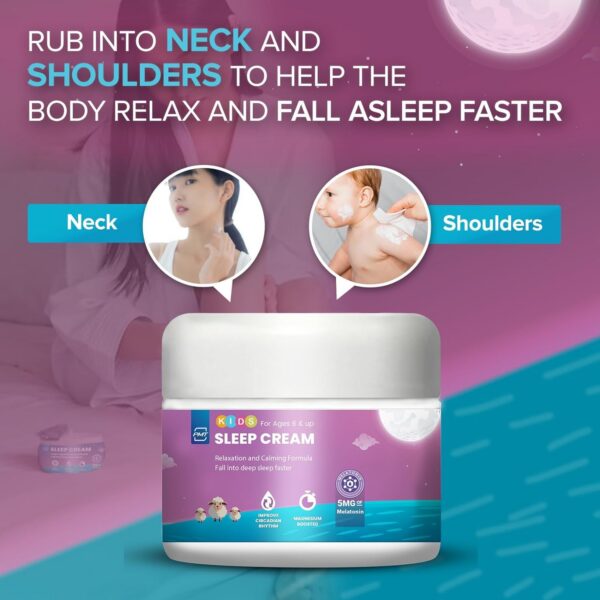 Aplicación crema relajante PMT para dormir niños