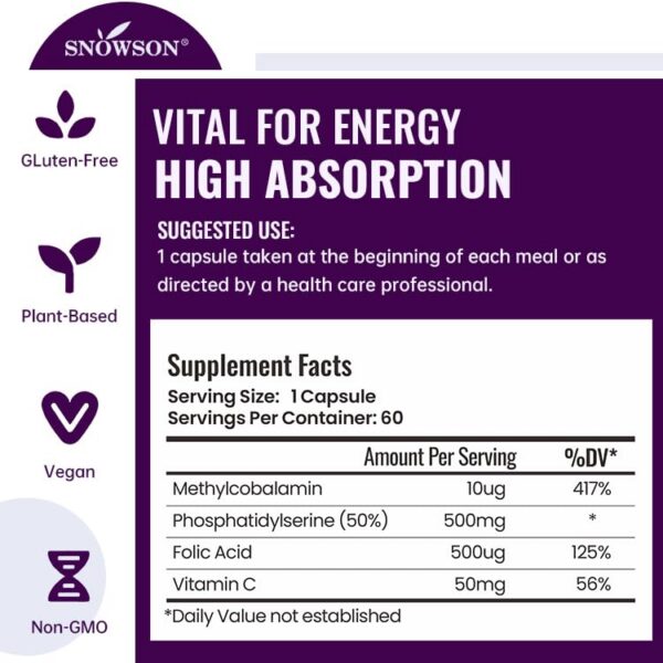 Apoyo cognitivo y salud nerviosa cápsulas b12 SNOWSON