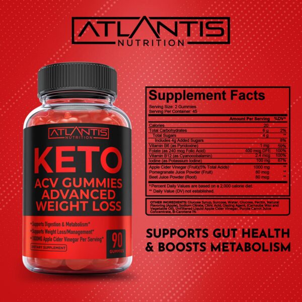 Atlantis Nutrition gomas keto con ingredientes premium y sabor dulce