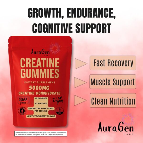 Detalle de sabor fresa en las gomitas AuraGen