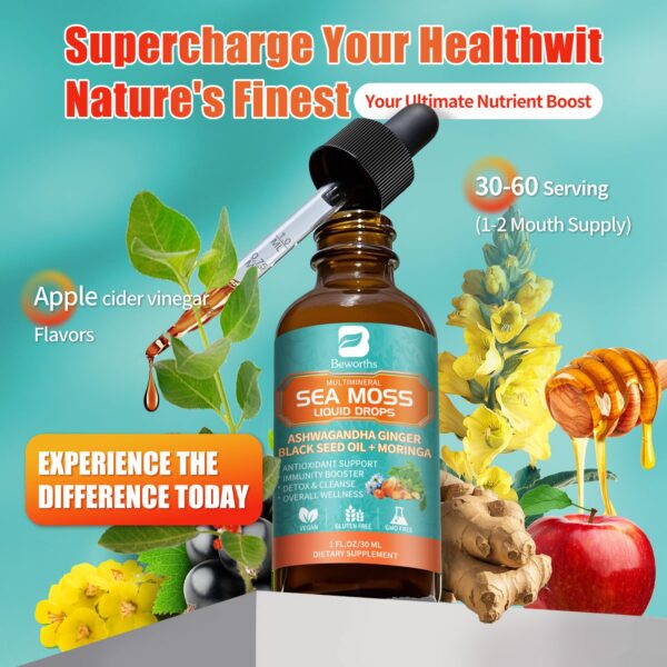 Envases suplementos Sea Moss líquido 1 onza cada uno