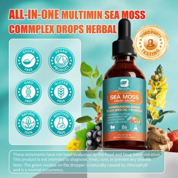 Suplemento líquido B BEWORTHS con musgo marino y hierbas