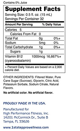 B12 líquido 1st Step Cherry Charge apoyo sistema nervioso