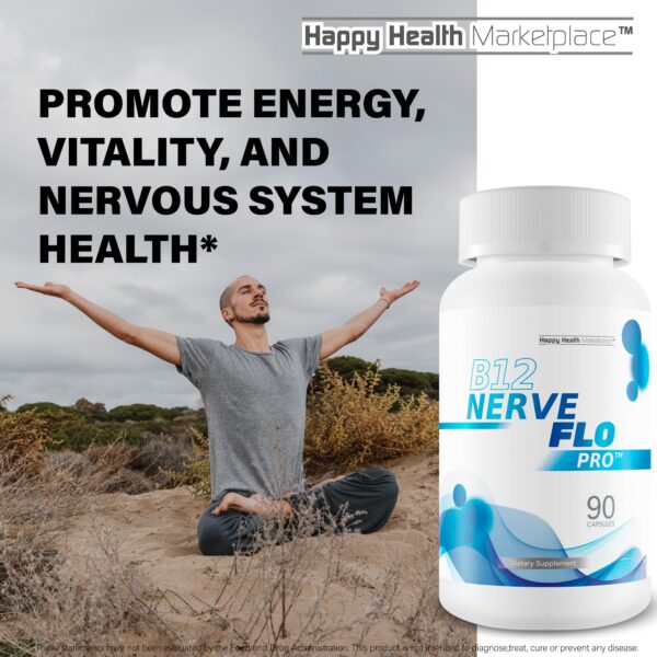 Presentación de 90 cápsulas B12 Nerve Flo Pro