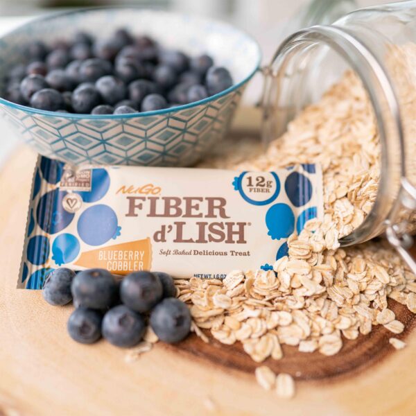 Barra nutritiva NuGo Fiber d'Lish con 12 gramos de fibra