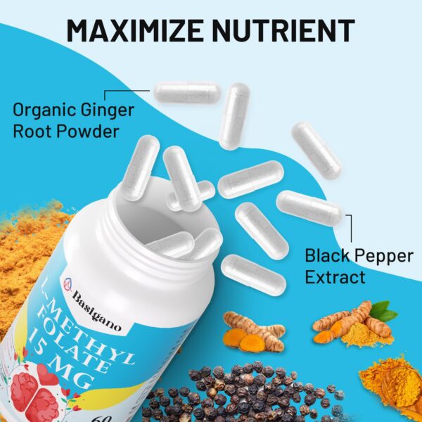 Cápsulas vegetales de L-methylfolate Basigano