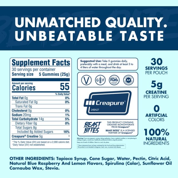 BEAST BITES detalles de etiqueta