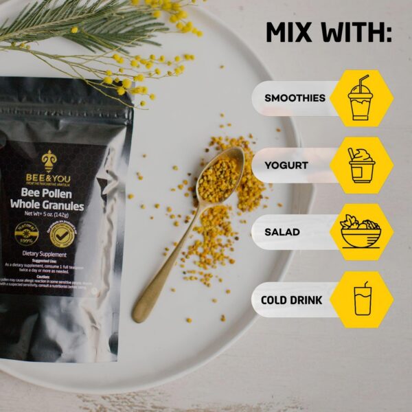Bee and You polen de abeja granulado etiqueta