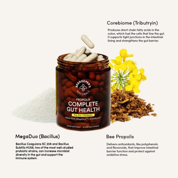 Beekeeper's Naturals cápsulas sin gluten para salud intestinal