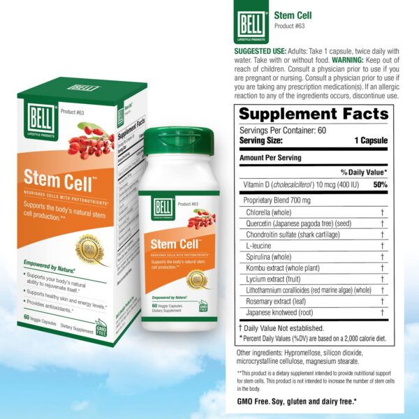 Frasco Bell Stem Cell Supplements con 60 cápsulas