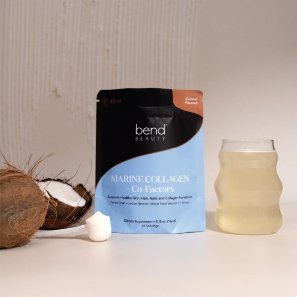 Frasco y etiqueta Bend Collagen
