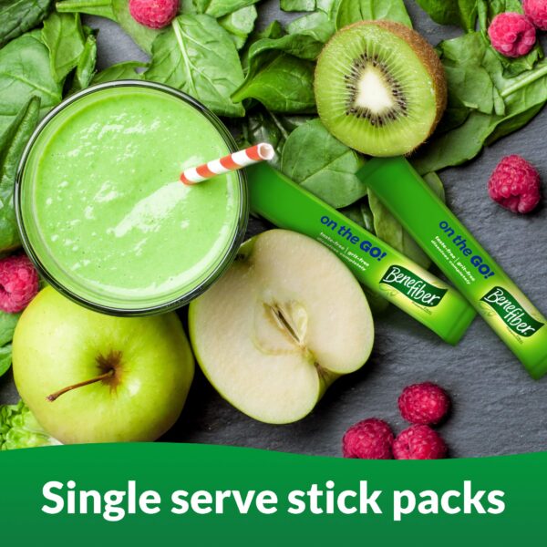 Benefiber fibra prebiótica polvo y sticks en mesa