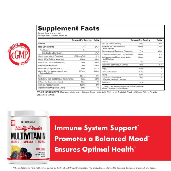 Beneficios NutraOne Vitality Vitamin Powder