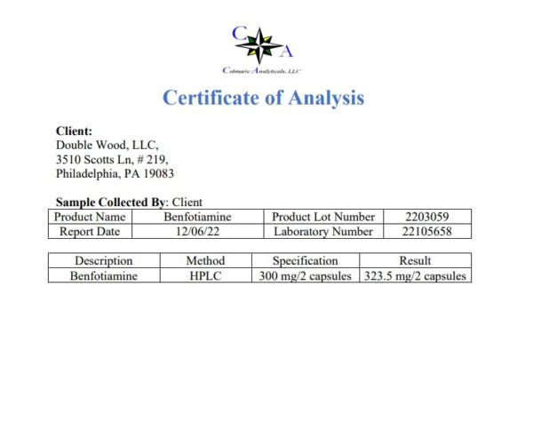 Benfotiamina Double Wood caja fondo