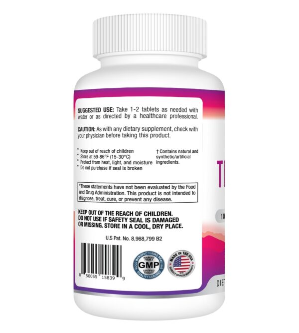 Vista de la etiqueta y el frasco