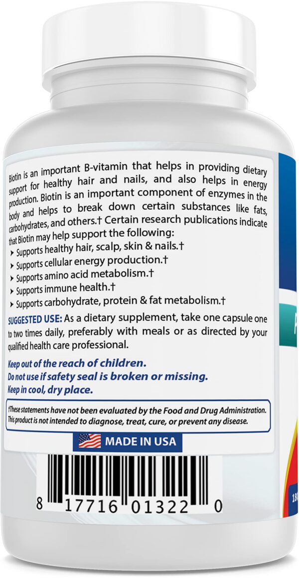 Frasco abierto Best Naturals Biotina 5 mg con cápsulas visibles