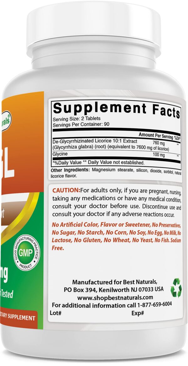 Best Naturals DGL masticables vista lateral