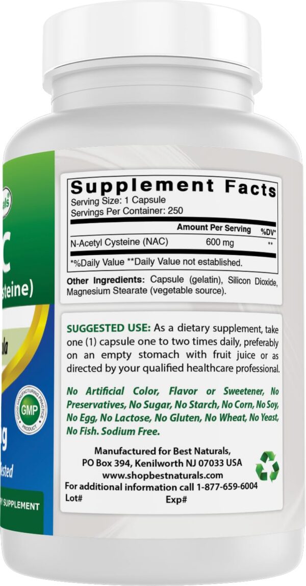 Etiqueta lateral NAC Best Naturals